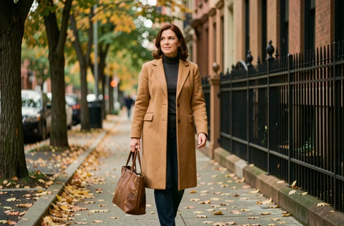 Femme marchant seule sur un trottoir parisien en automne, photographie de rue candide et personnelle