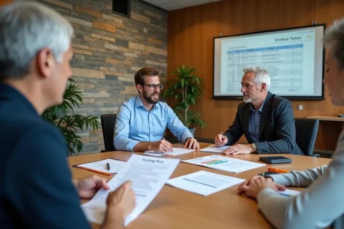 Groupe d'agents de la fonction publique participant à une session de formation professionnelle dans une salle de réunion de mairie